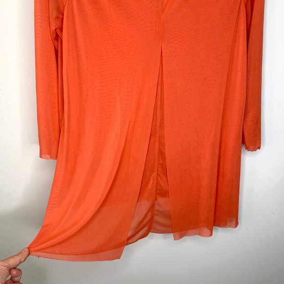 CARMEN MARC VALVO Orange‎ Sheer Mid Sleeve Blouse Sz M - Picture 7 of 10